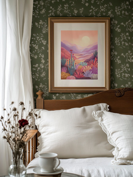 Sunset Paints Desert Flowers Wild
