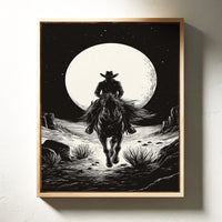 Lone Rider Under a Full Moon