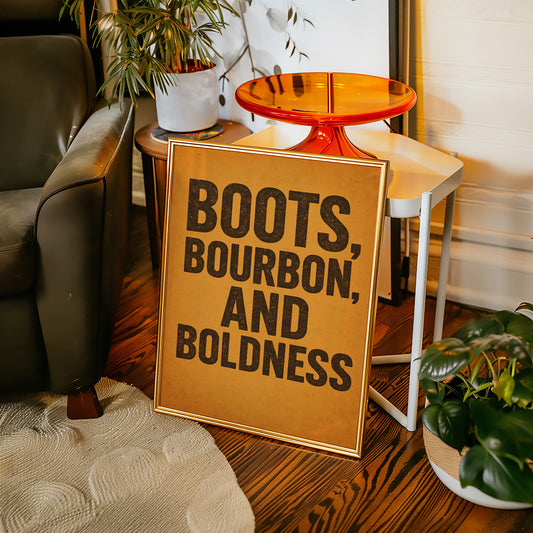 Boots Bourbon and Boldness Wall Art