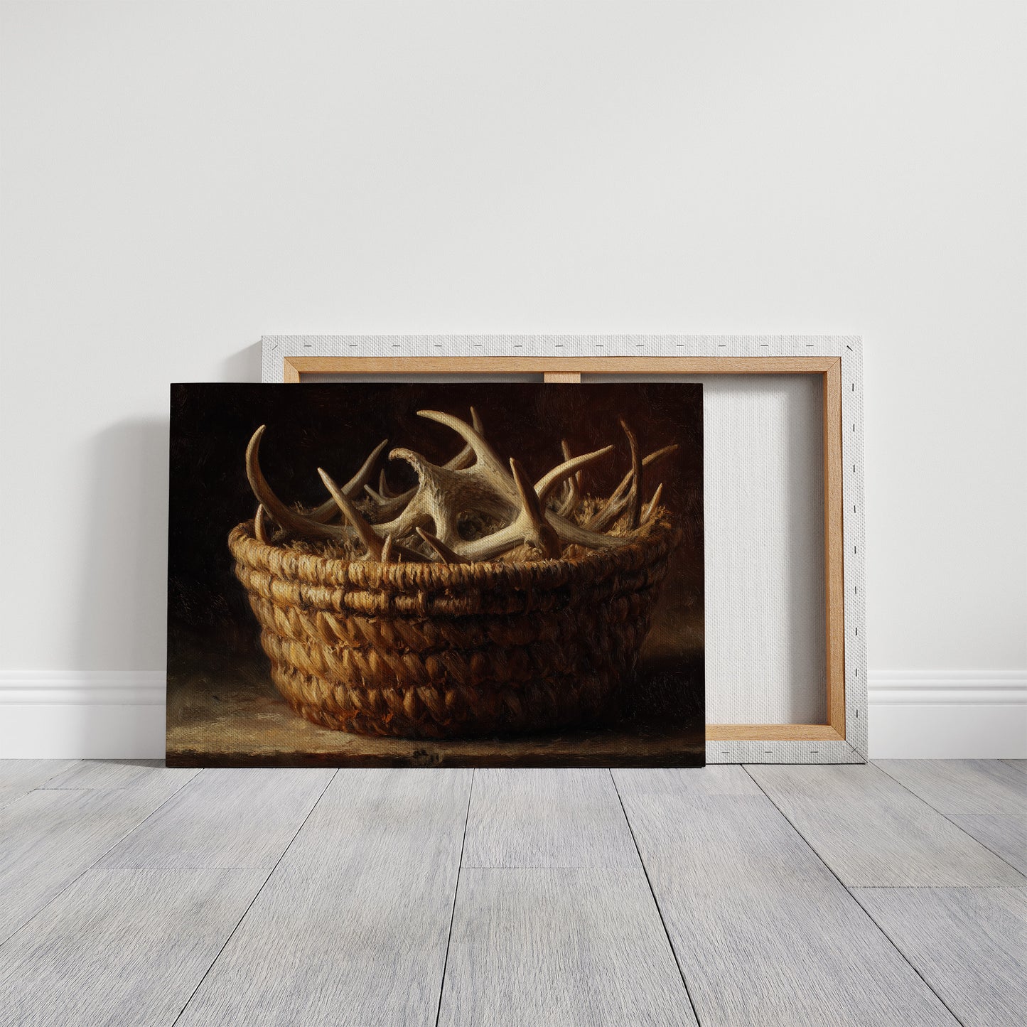 Antlers Gathered In Woven Basket