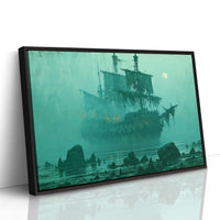 Ghost Ship Under Full Moon