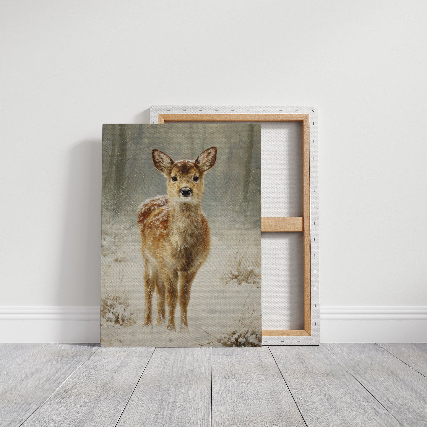 December Fawn Meets Morning Snow