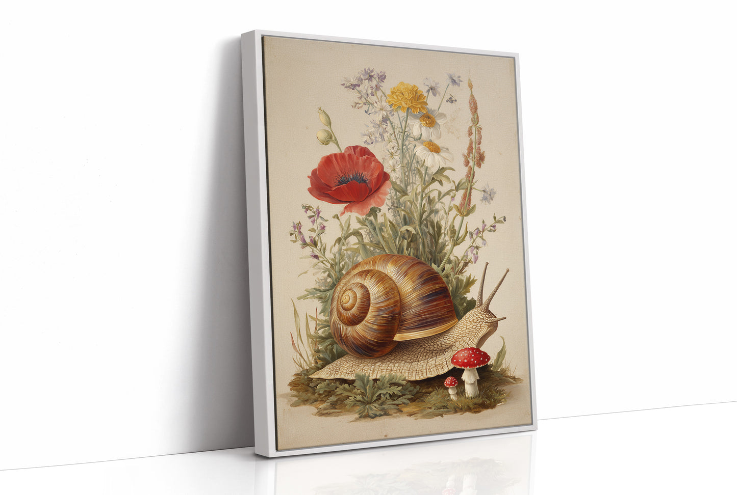 Nature's Timeless Procession: Snail Among Wildflowers
