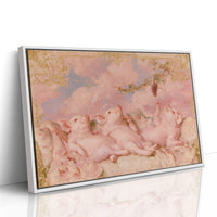 Piglet Cherubs Reaching for Grapes