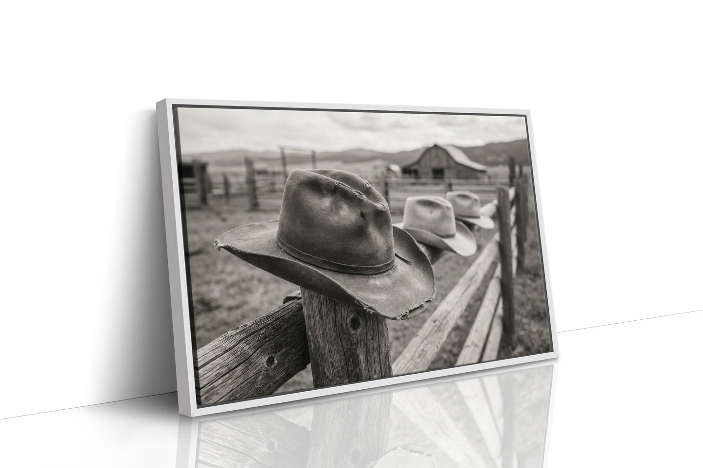 Row of Hats on the Ranch Fence