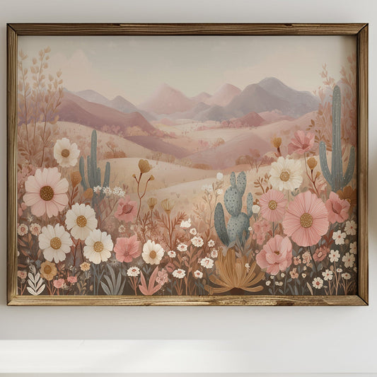 Desert Blooms Dance Among Mountains
