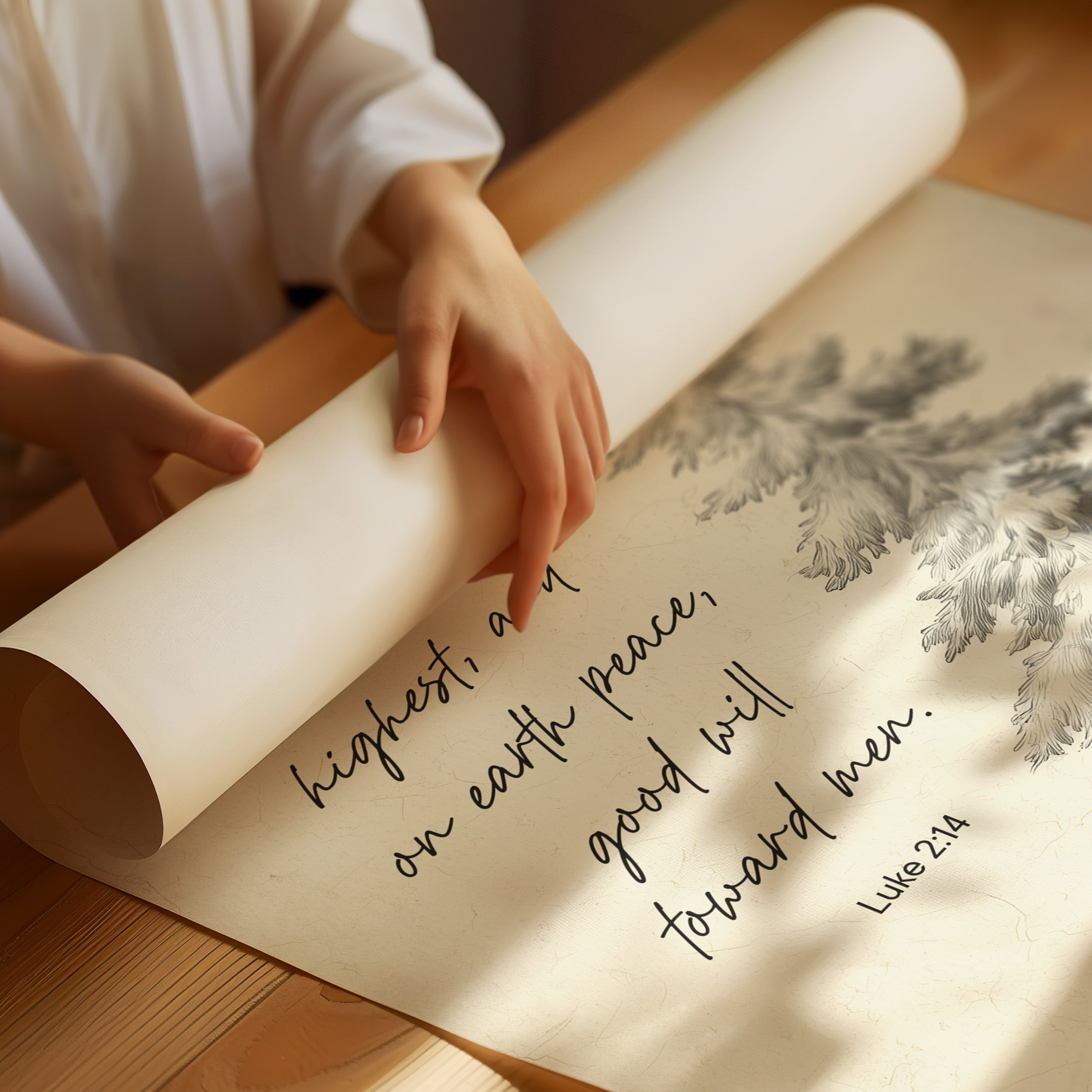 Winter Scripture On Wooden Table