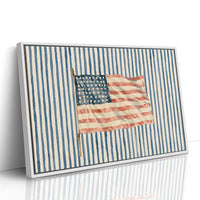 Watercolor Flag on Ticking Stripes