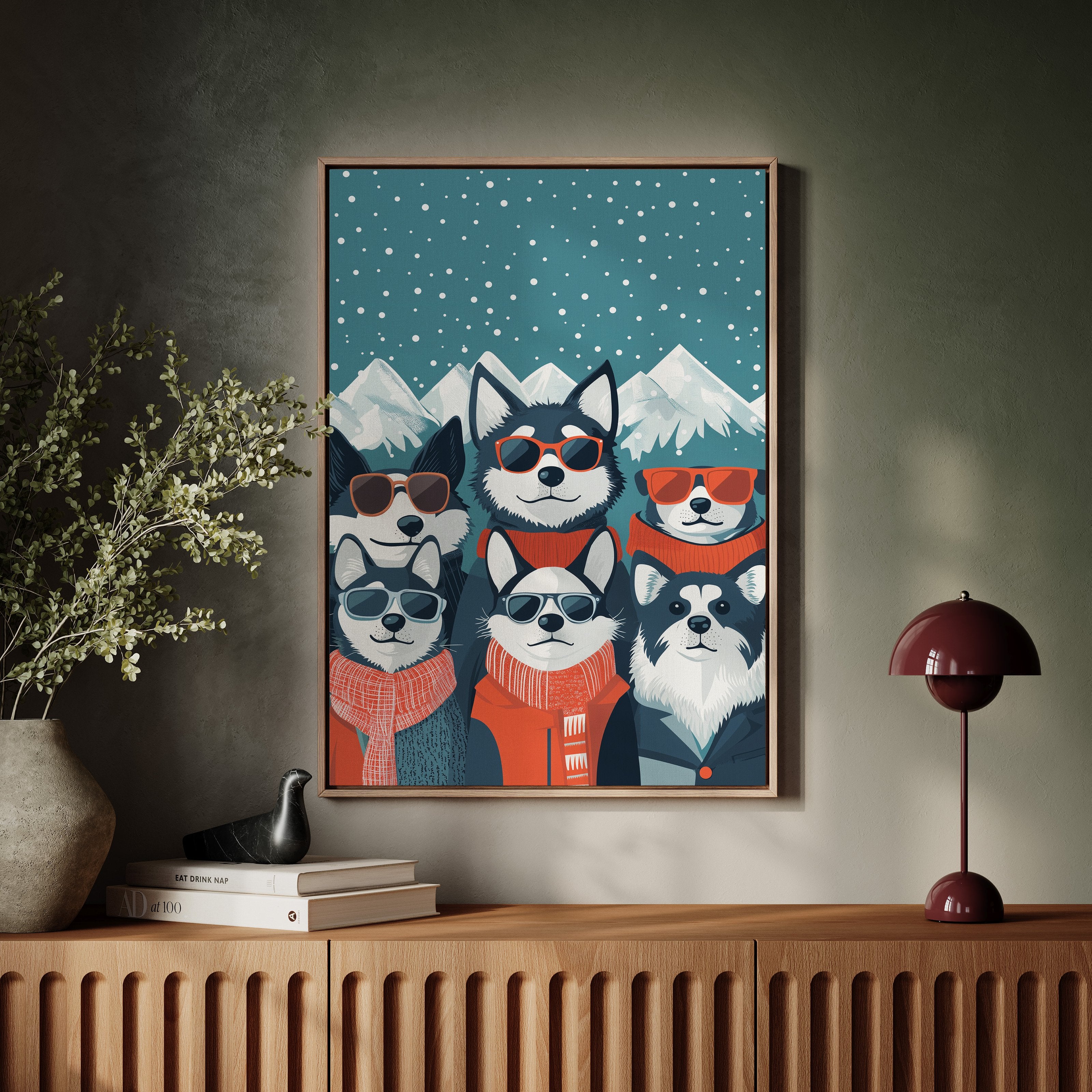 Cool Huskies Chase Winter Stars