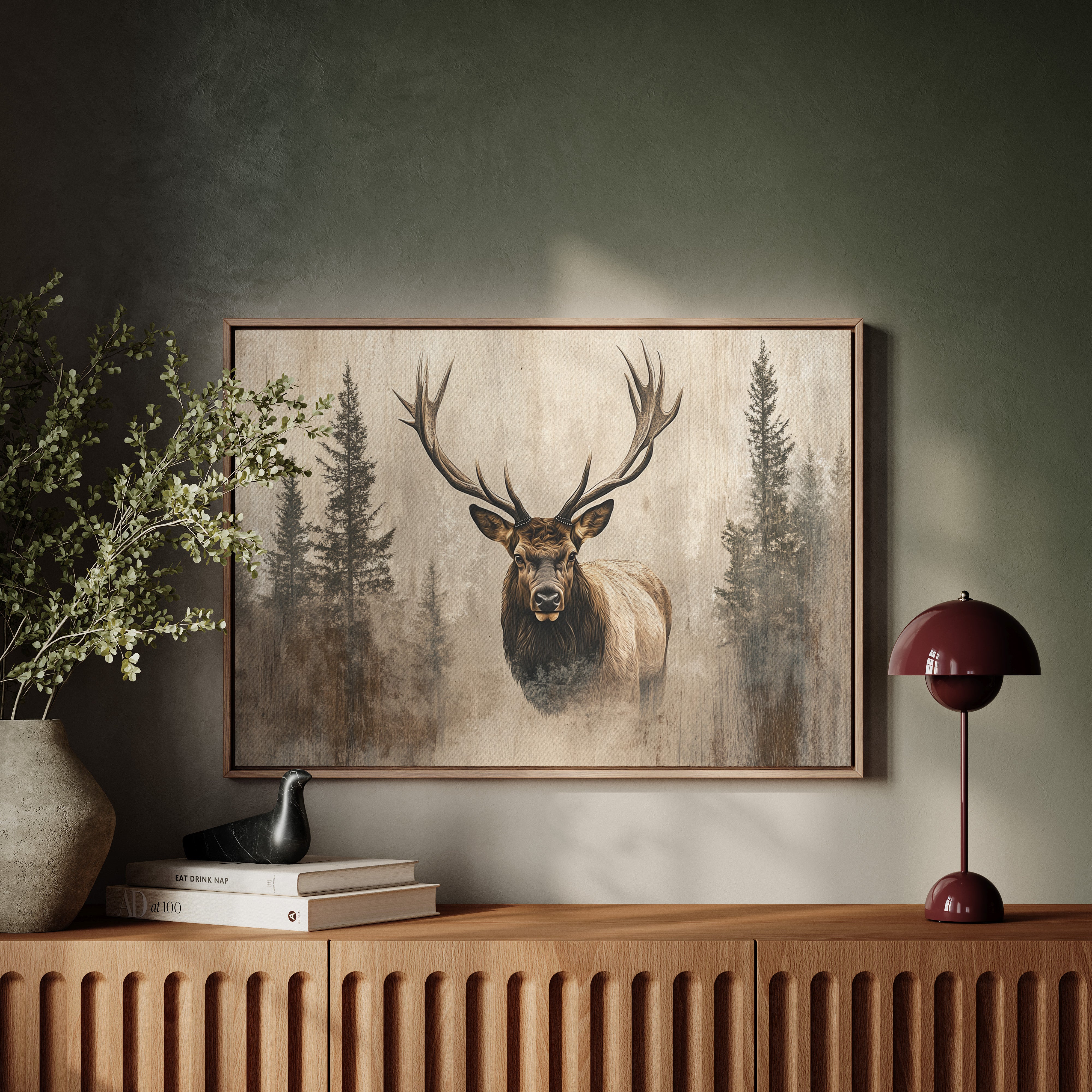 Noble Elk Among Winter Pines