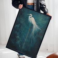 White Egret Wall Art – Elegant Minimalist Bird Print, Coastal Decor