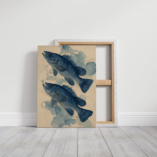 Indigo Swimmers Through Watercolor Currents