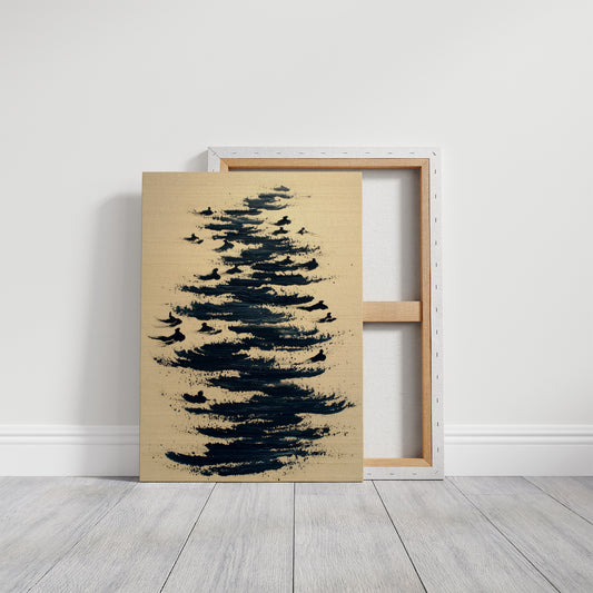 Birds Dance Through Inky Waves