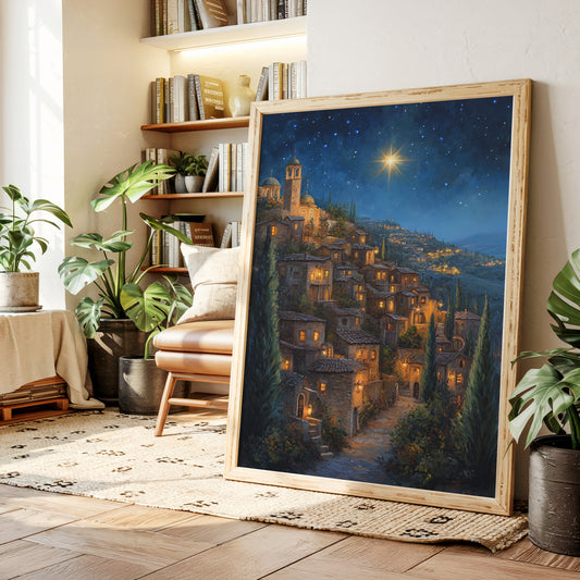 Starry Night Village Canvas Print - Enchanting Landscape Art - Gallery Canvas image 2