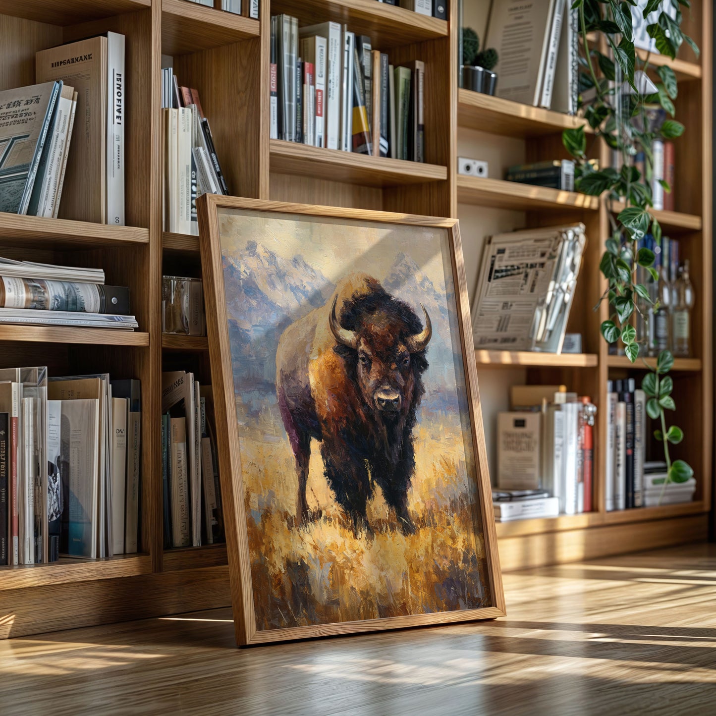 Majestic Bison in Golden Grasslands