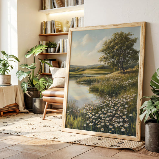 Tranquil Meadow Landscape Painting - Serene Nature Art - Gallery Canvas image 5