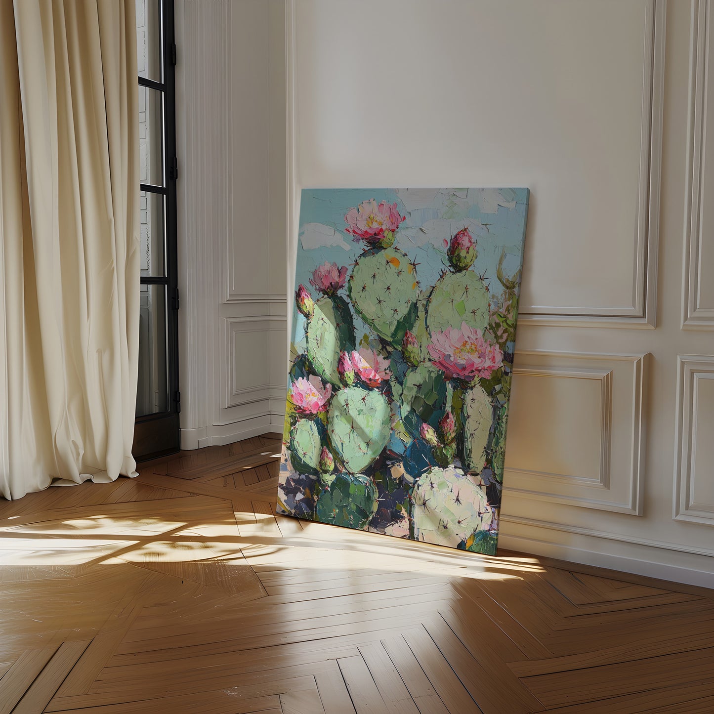 Blooming Prickly Pear – Vibrant Cactus Flower Wall Art