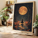 Witch Under Full Moon Art Print - Enchanting Autumn Scene - Gallery Canvas image 1