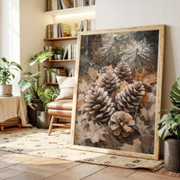 Winter Pinecone Forest Art Print - Rustic Nature Decor - Gallery Canvas image 2