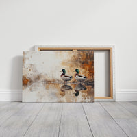 Autumn Pond Mirrors Twin Mallards