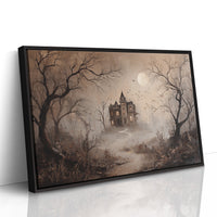 Fogbound Manor Under Moonlight