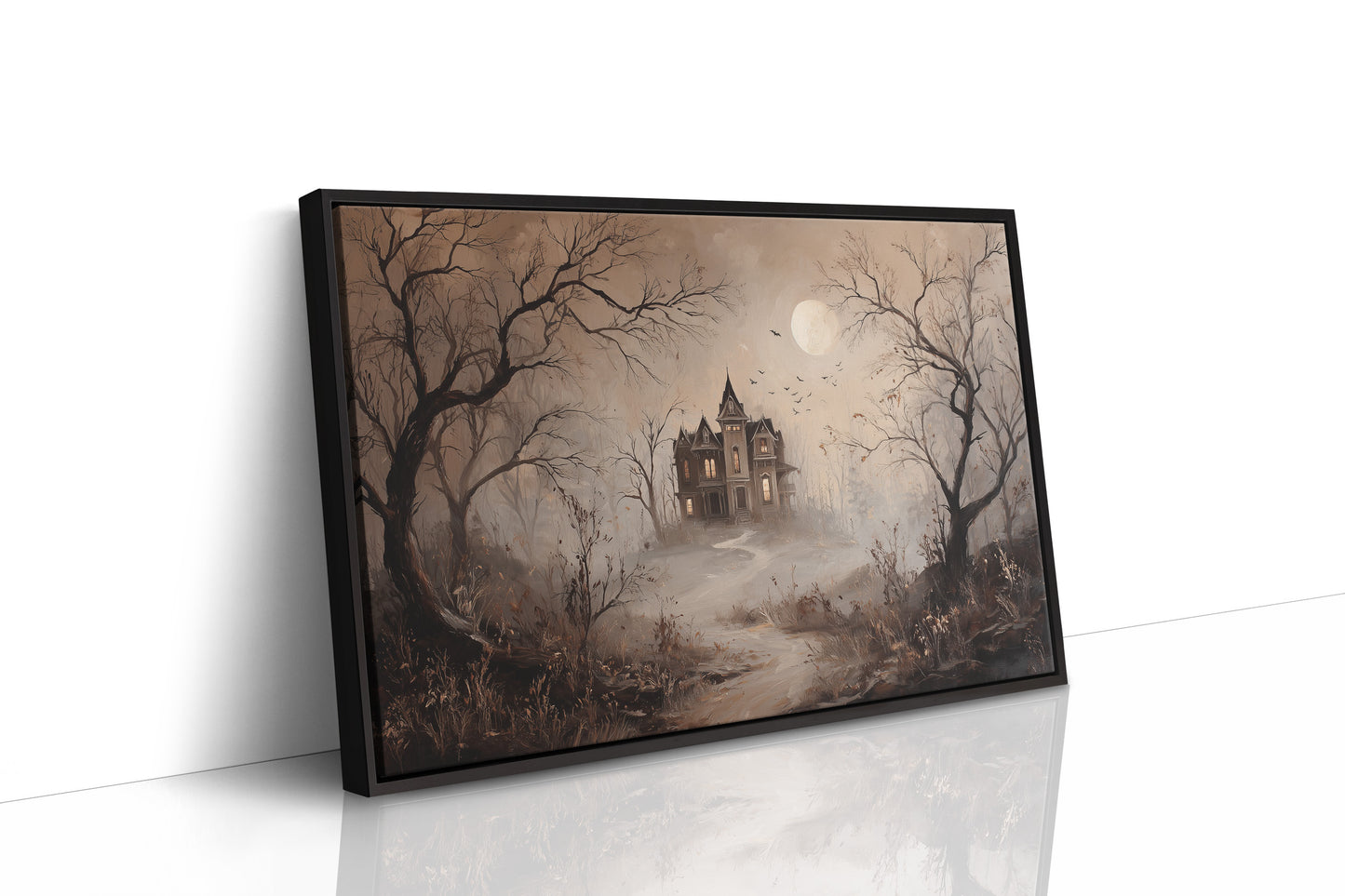Fogbound Manor Under Moonlight