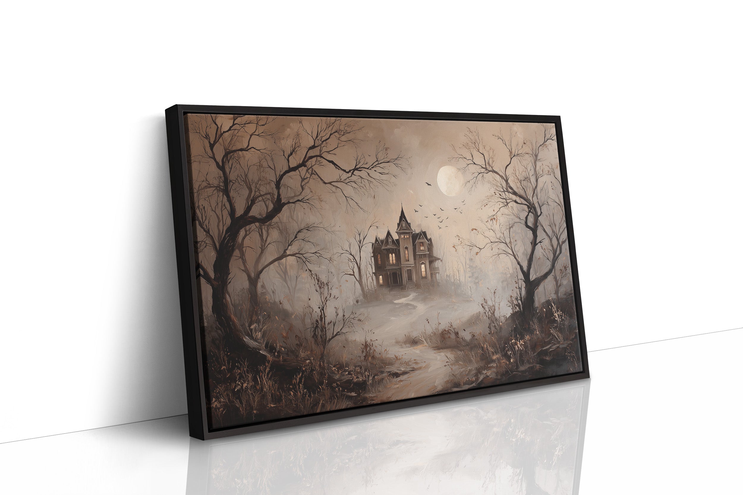 Fogbound Manor Under Moonlight