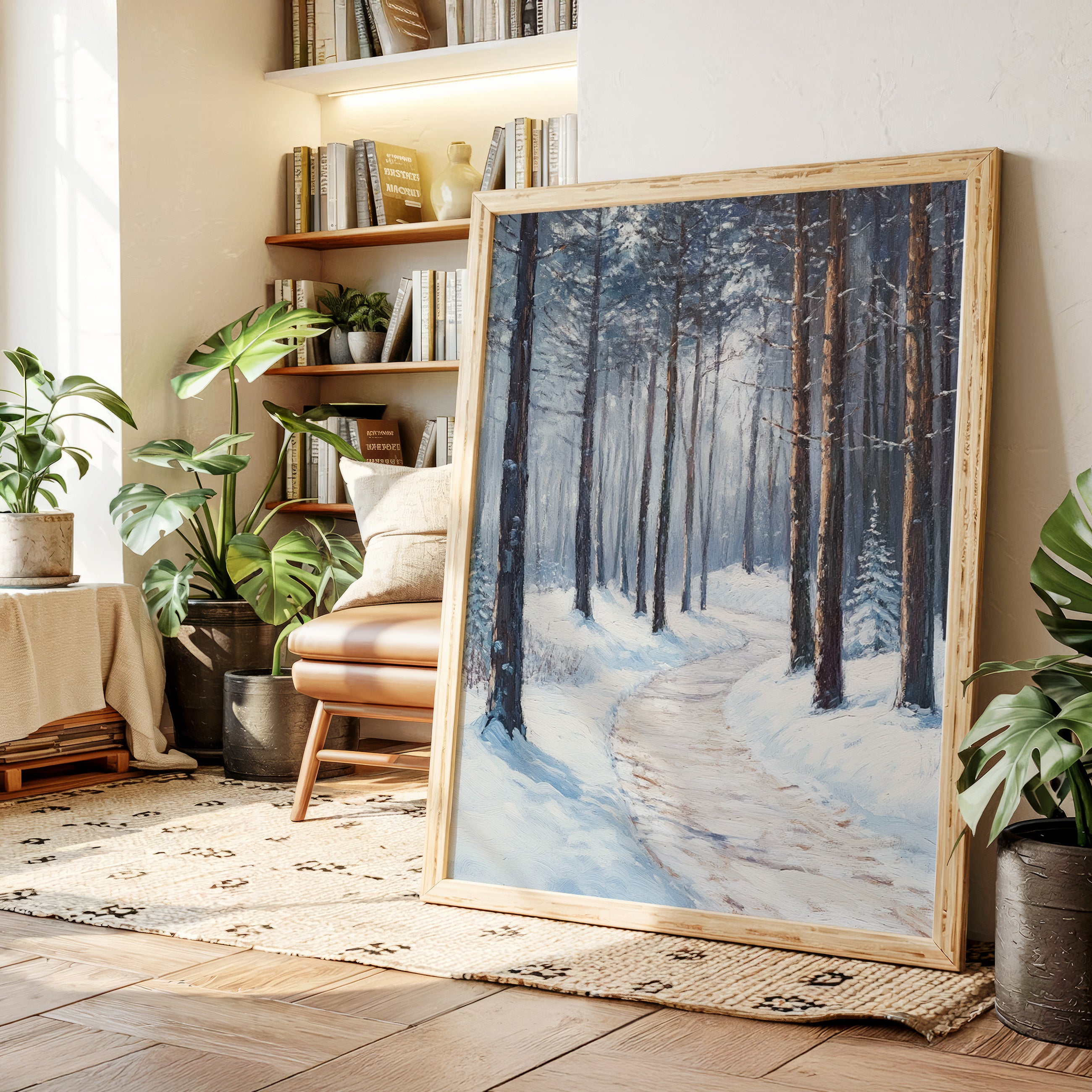 Winter Forest Pathway Canvas - Serene Nature Art - Gallery Canvas image 3