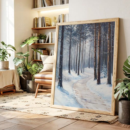 Winter Forest Pathway Canvas - Serene Nature Art - Gallery Canvas image 3