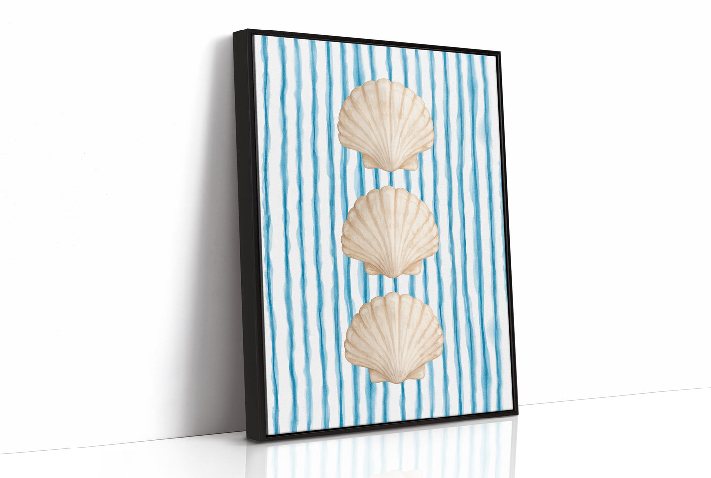 Oceanic Rhythm: Shells Against Azure Streams