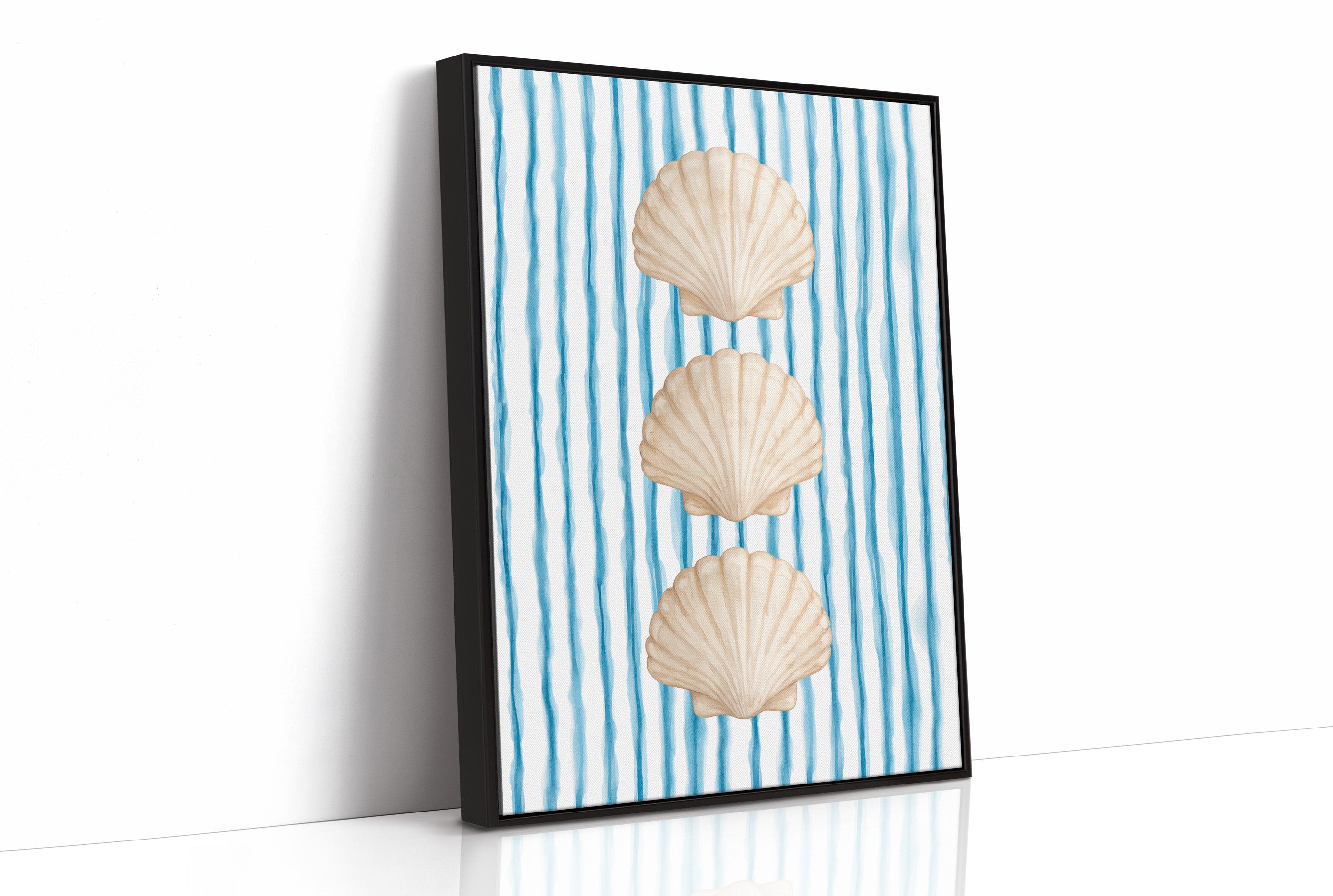 Oceanic Rhythm: Shells Against Azure Streams