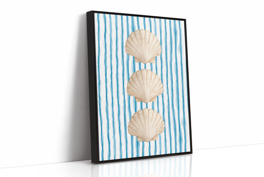Oceanic Rhythm: Shells Against Azure Streams