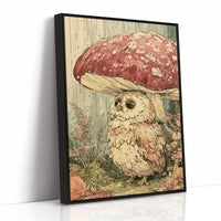 Toadstool Hideaway: Curious Owl Close-Up