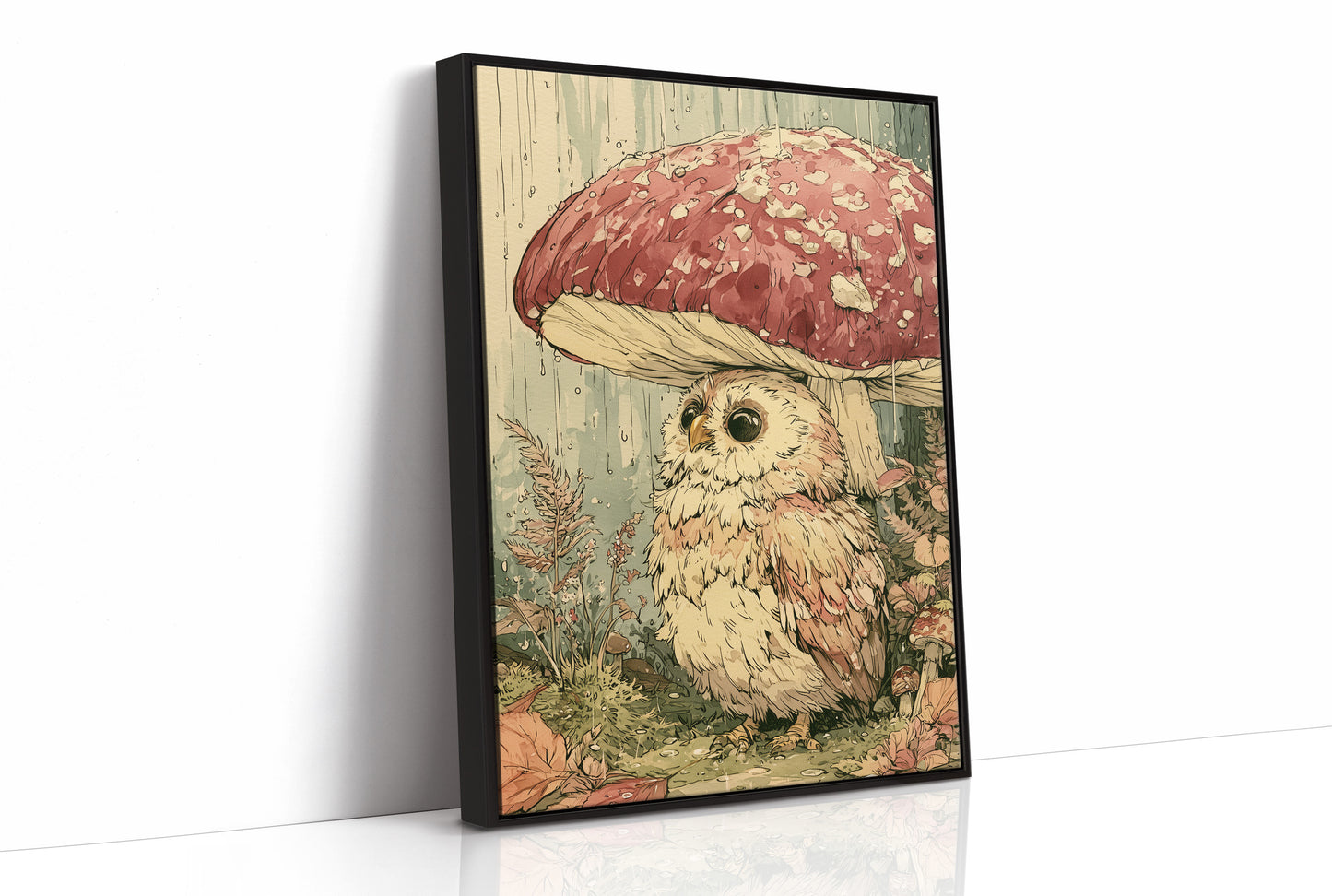 Toadstool Hideaway: Curious Owl Close-Up