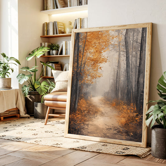 Golden Autumn Pathway Canvas Print - Tranquil Nature Art - Gallery Canvas image 4