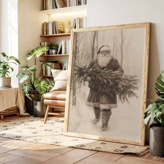 Vintage Santa Claus Drawing - Festive Holiday Art - Gallery Canvas image 3