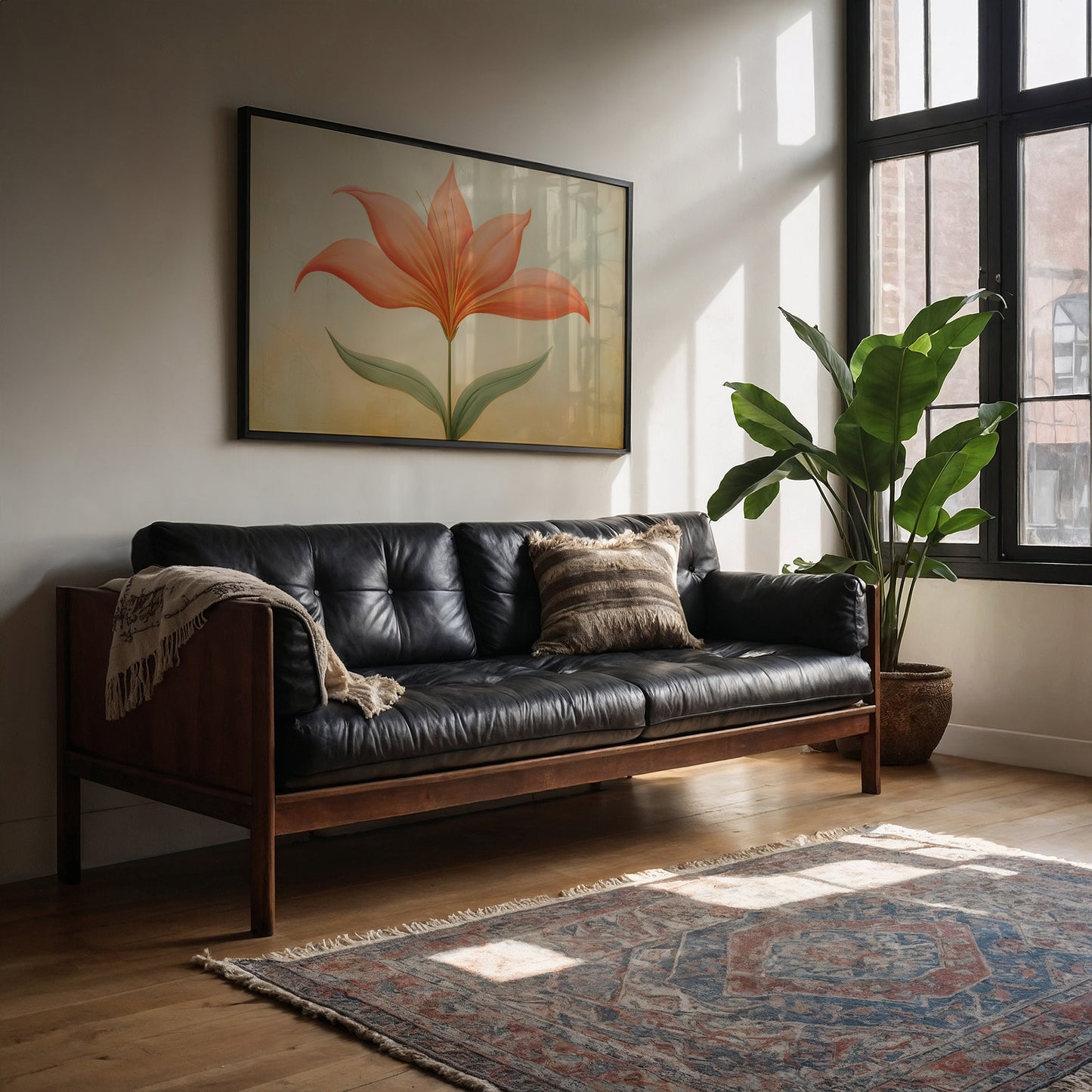 Coral Lily Basks In Golden Hour