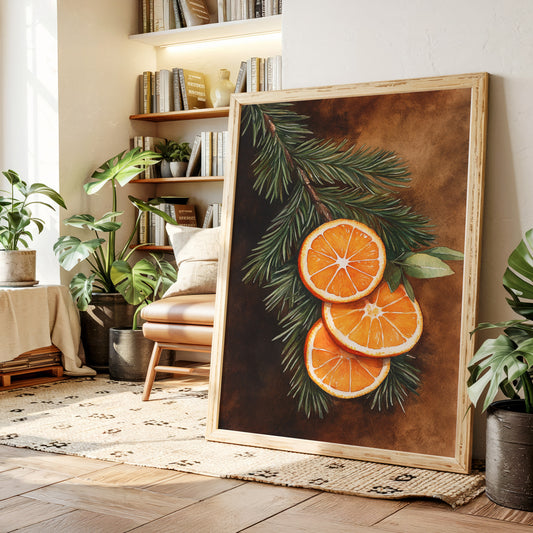Orange Slice Pine Branch Print - Rustic Nature Art - Gallery Canvas image 13