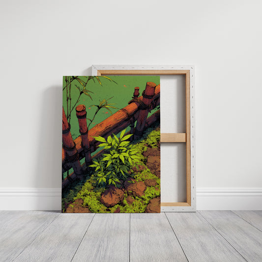 Bamboo Fence in Chartreuse Light
