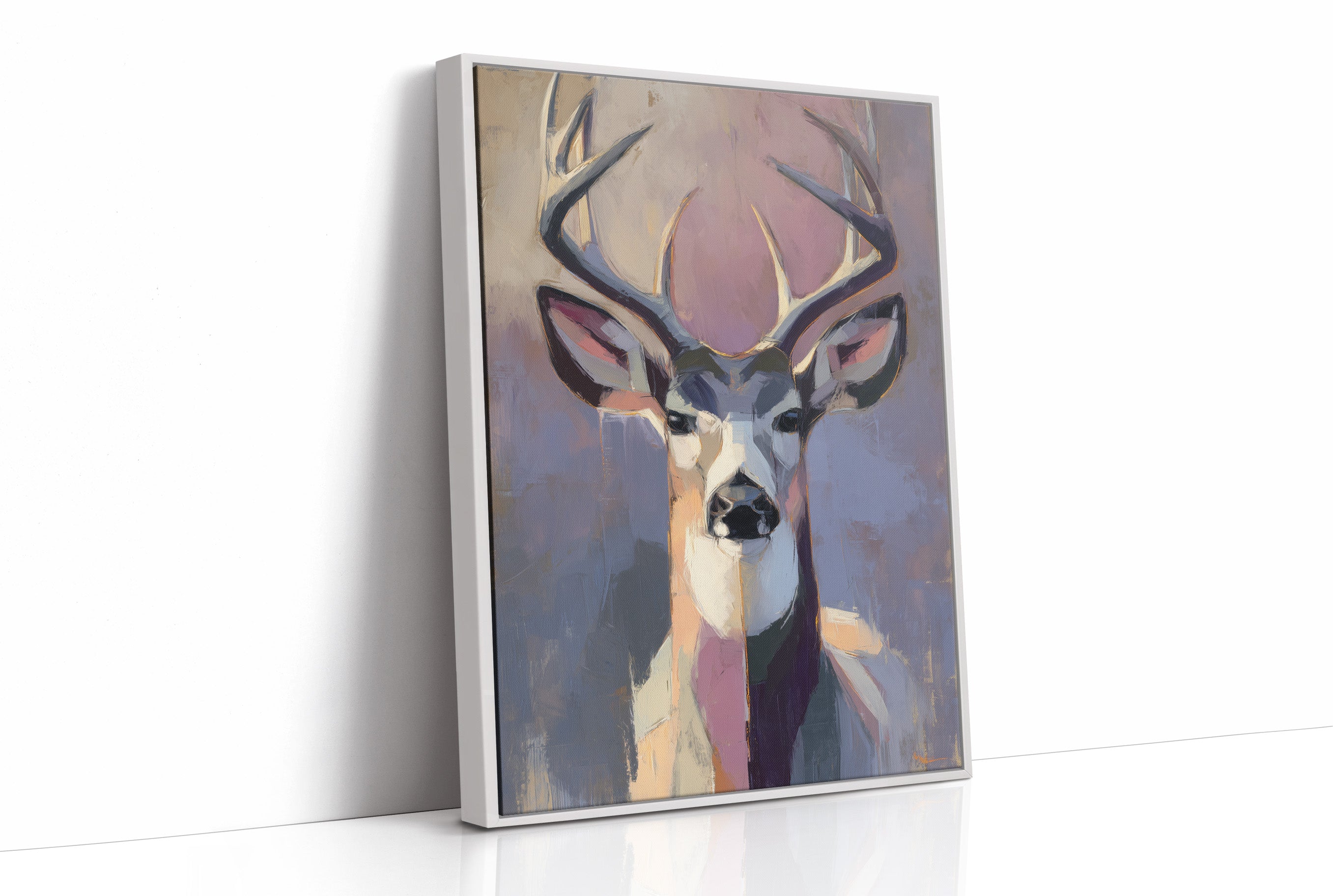 Majestic Gaze: Stag in Pastel Abstraction