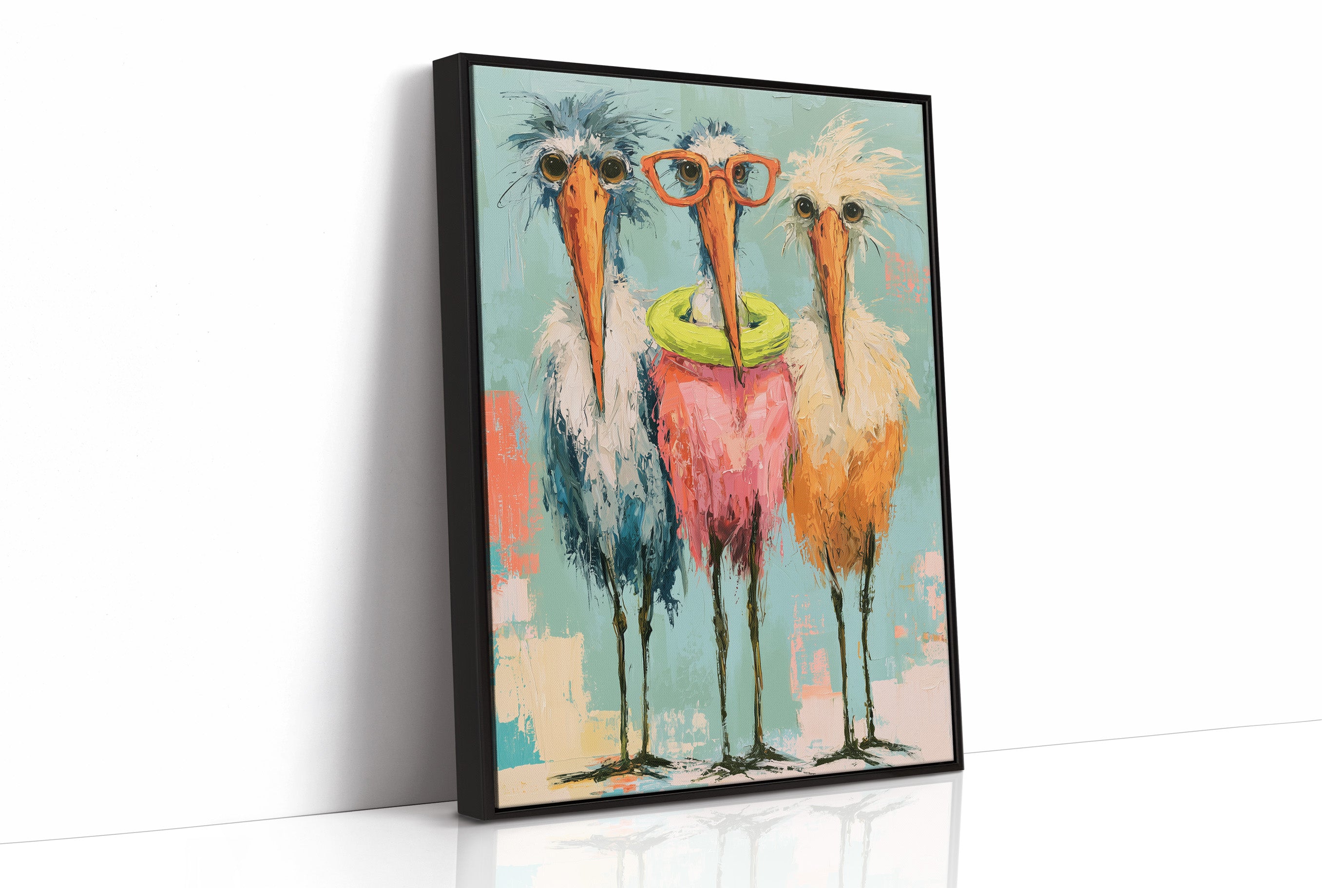 Nerdy Bird Trio: Storks in Sweaters and Specs