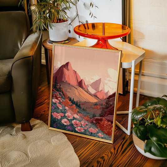 Mountains Embrace Their Floral Veil