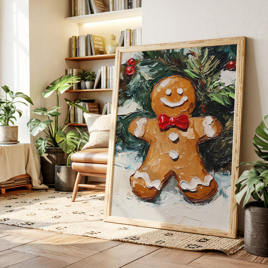 Gingerbread Man Oil Painting - Festive Holiday Art - Gallery Canvas image 15
