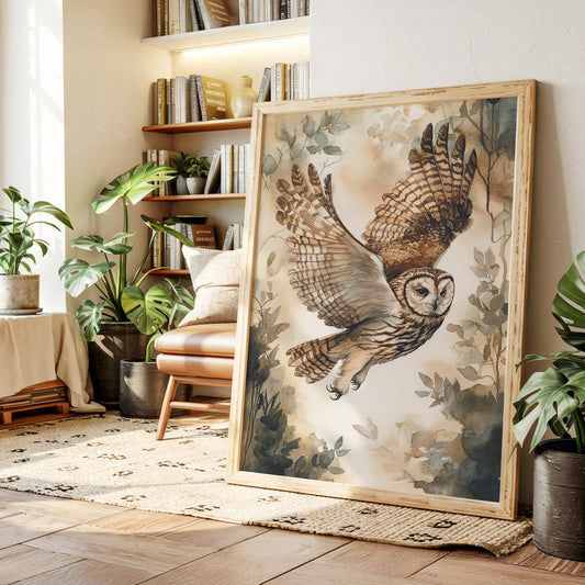 Majestic Owl Watercolor Print - Nature Wildlife Art - Gallery Canvas image 11