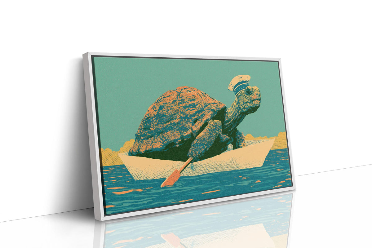Captain Tortoise Rows Ashore