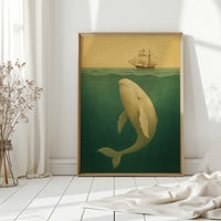 Whale Beneath the Golden Horizon