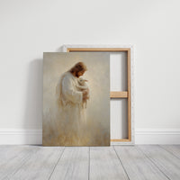 Tender Shepherd Holds Lost Lamb