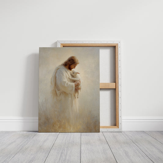 Tender Shepherd Holds Lost Lamb