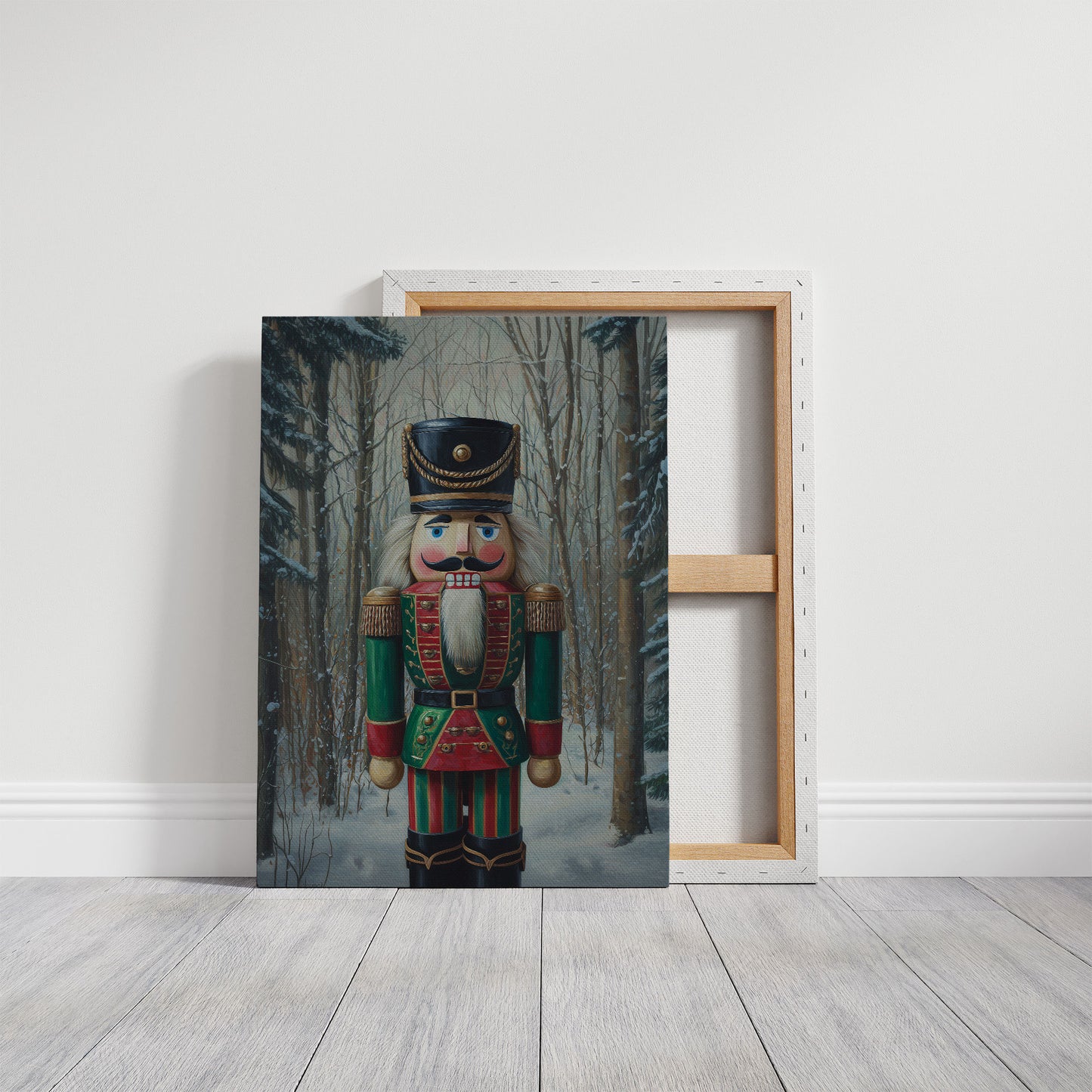 Nutcracker Stands Watch In Winter Woods
