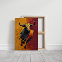 Longhorn Charging, Gold and Wine